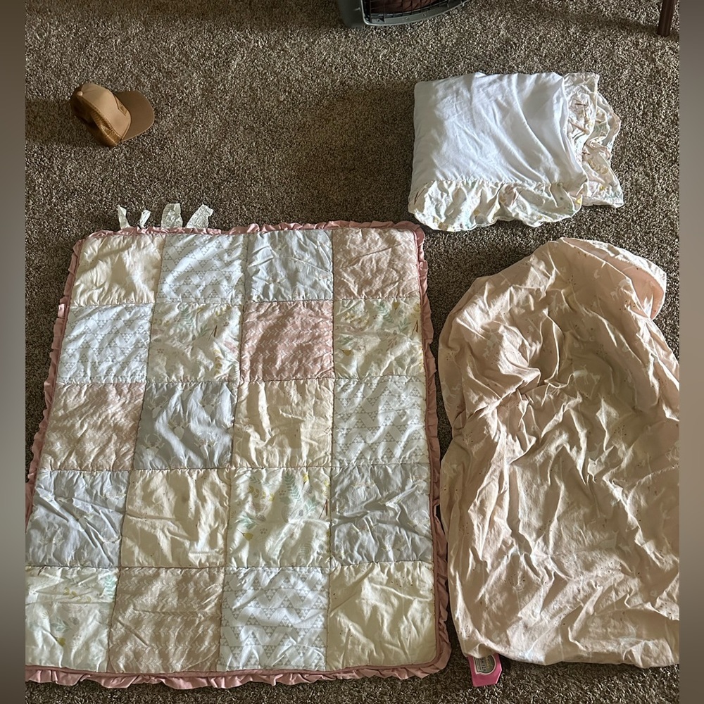 Crib/ Toddler Girl Boho Antler Blanket, sheet, skirt set